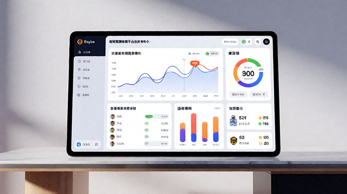 Raybe雷竞技体育平台数据中心Dashboard界面展示，包含实时数据可视化图表与球队统计面板