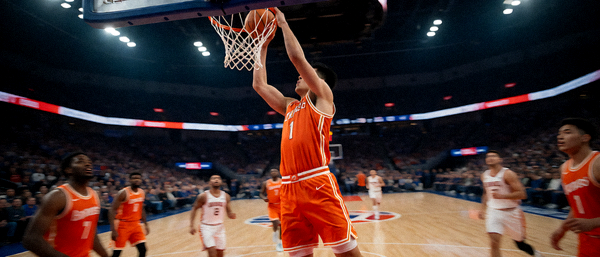 NBA篮球比赛现场激烈对抗精彩扣篮瞬间